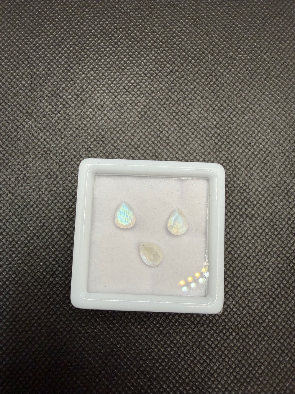 Pear Shaped Rainbow Moonstone loose Gemstones 3pc set